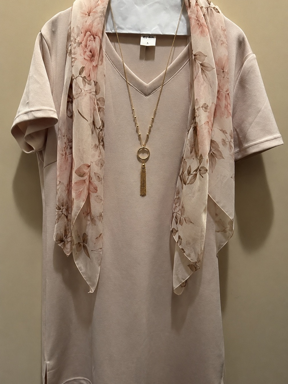 Soft Creamy V-Neck Dress Large